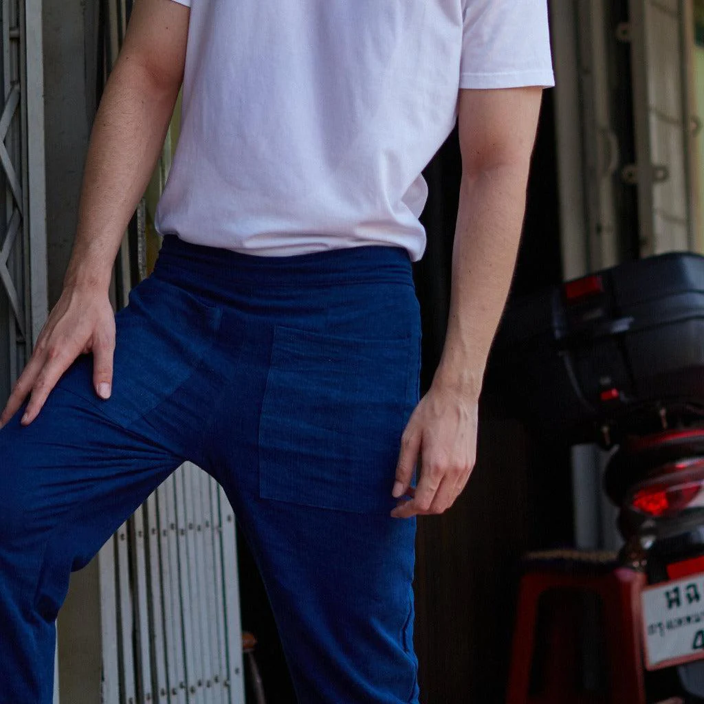 Pantalon bleu Homme fabriqué à la main – Image 2