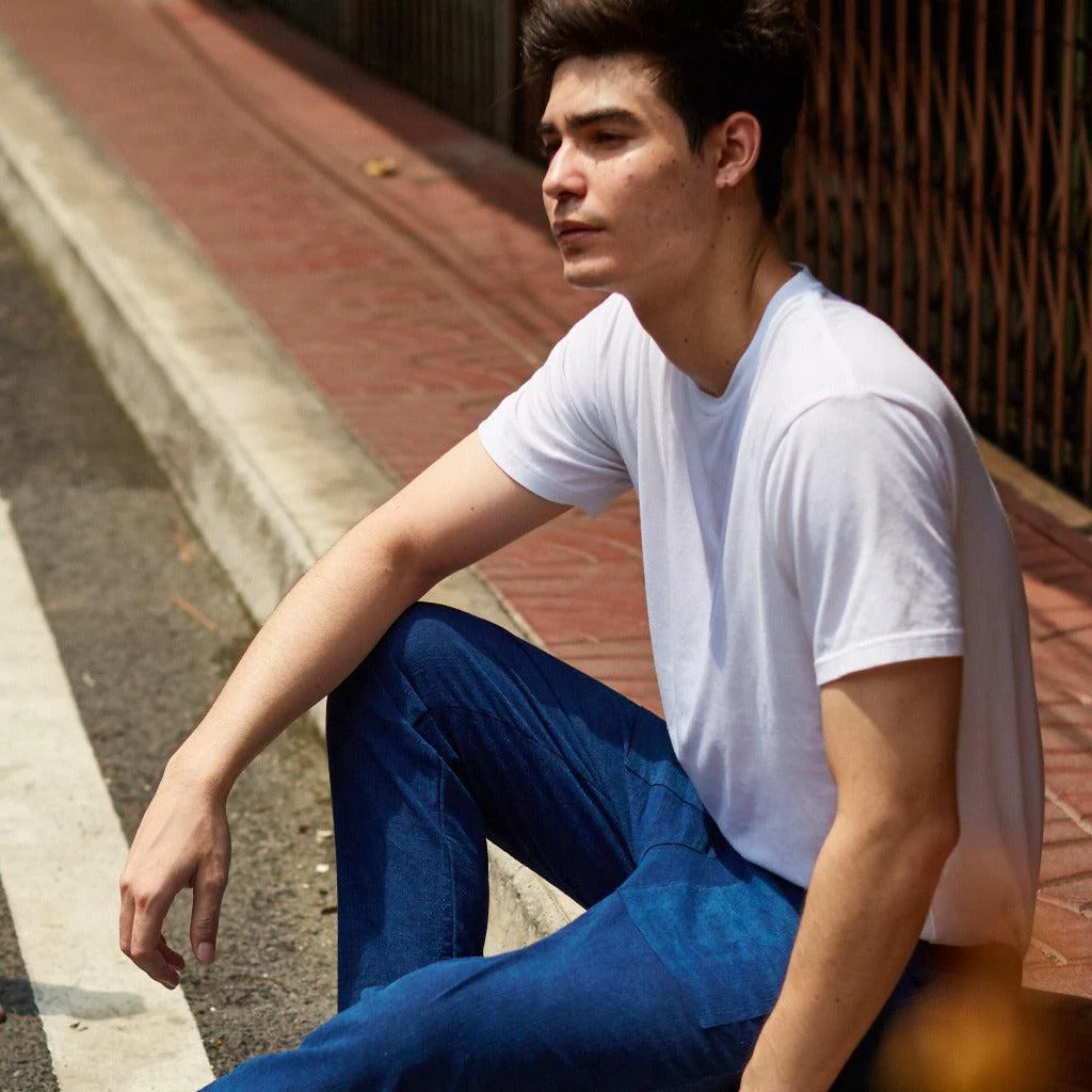 Pantalon bleu Homme fabriqué à la main – Image 3