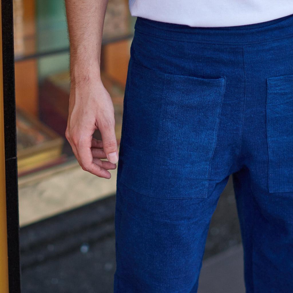 Pantalon bleu Homme fabriqué à la main – Image 6