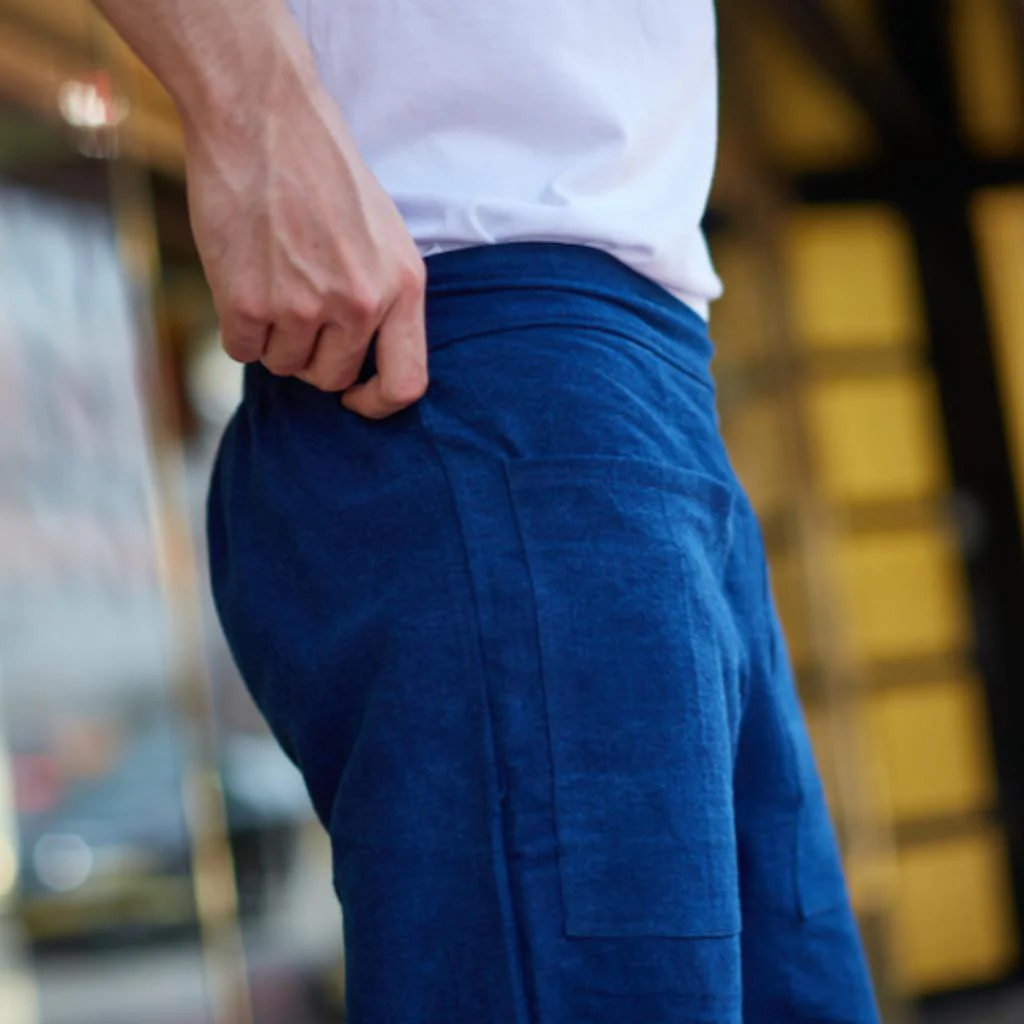 Pantalon bleu Homme fabriqué à la main – Image 5