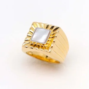 Bague plaqué or Nacre carré I Albertine