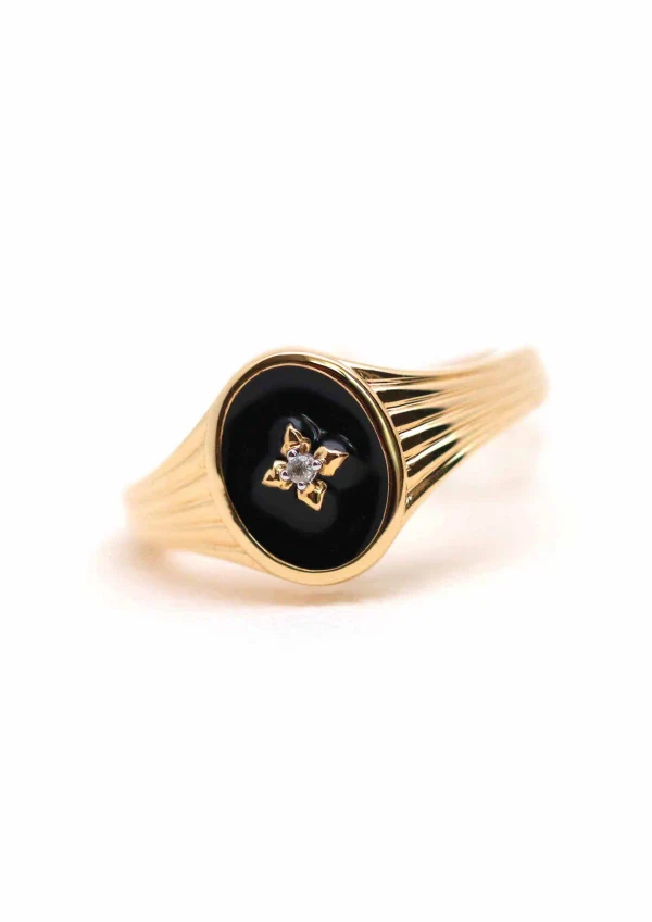 Bague noire et plaqué or motifs ère Edouardienne I Honorine – Image 3
