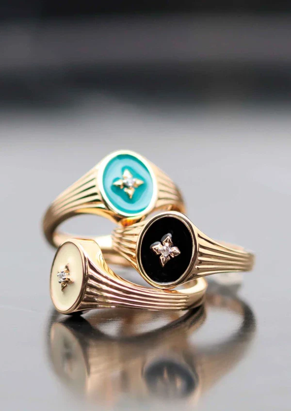 Bague noire et plaqué or motifs ère Edouardienne I Honorine – Image 4