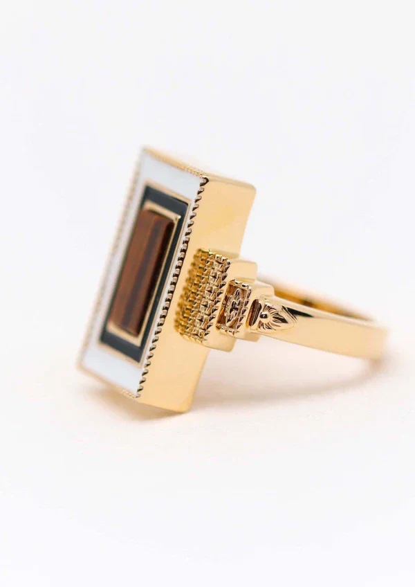 Bague Victorine plaqué or Oeil de tigre – Image 5