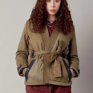 Veste Patchwork matelassée en coton bio kaki - Zuri