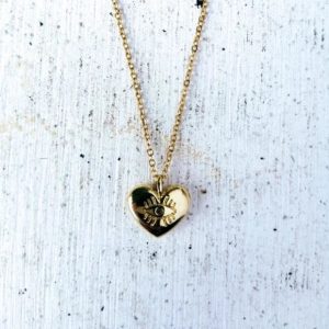 Collier cœur doré gravé œil - Lovely eyes