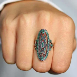 Bague verte en argent - Hortense