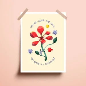 Illustration engagée papier recyclé Never Too Small