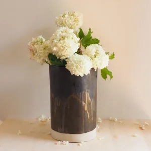 Grand vase unique fait-main en porcelaine couleur bronze