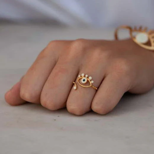 Bague dorée avec petit oeil – Image 2