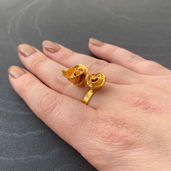 Bague Roses dorée ou argentée faite main – Image 4