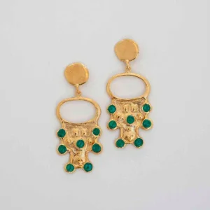 Boucles d'oreilles "Rome" avec émail vert