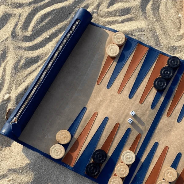 Jeu du Jacquet pliable - Backgammon de voyage en cuir végan – Image 6