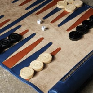 Jeu du Jacquet pliable - Backgammon de voyage en cuir végan