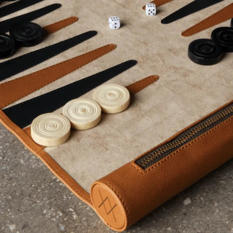 Jeu du Jacquet pliable - Backgammon de voyage en cuir végan – Image 9