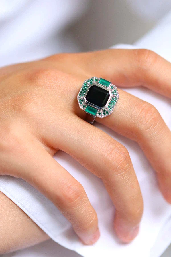 Bague Célestine Argent 925 Onyx noir – Image 5