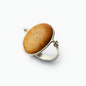 Petite bague en argent galet jaune - Trouble