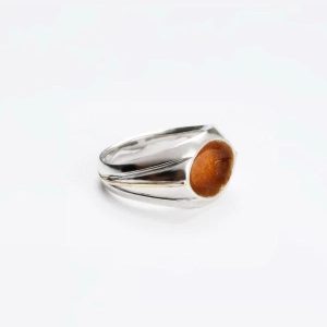 Chevalière en argent avec émail ambre - Mirage