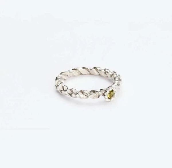 Bague en fil d'argent et Tourmaline verte - Liane – Image 4