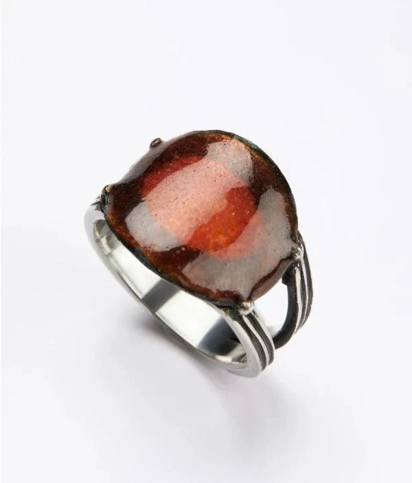 Bague en argent avec émail rose et bordeaux - Soul Love