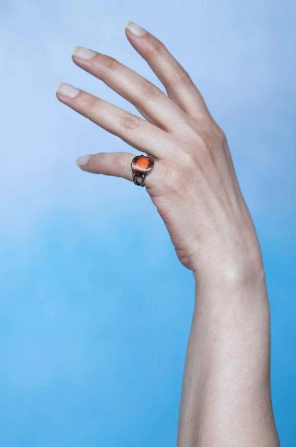 Bague en argent avec émail rose et bordeaux - Soul Love – Image 3