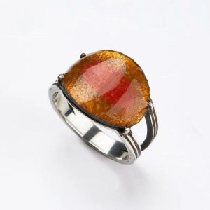 Bague en argent avec émail rouge et doré - Soul Love