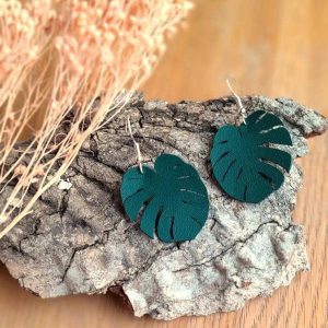 Boucles d'oreilles feuilles alter-cuir de raisin - plusieurs coloris