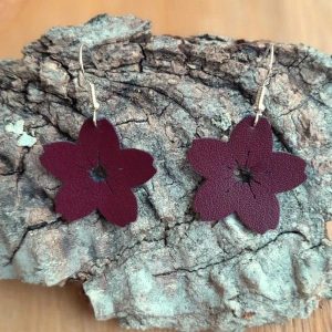 Boucles d'oreilles fleurs alter-cuir de raisin - plusieurs coloris