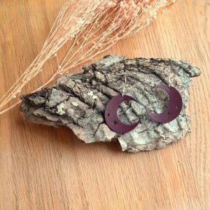 Boucles d'oreilles lunes alter-cuir de raisin - plusieurs coloris