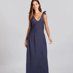 Robe rayonne bleu marine vegan - Marnie