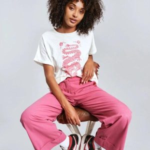 Pantalon en coton bio rose pour femme - Tansy