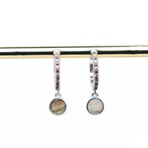 Boucles d'oreilles argentées et pierres labradorite - Ombeline