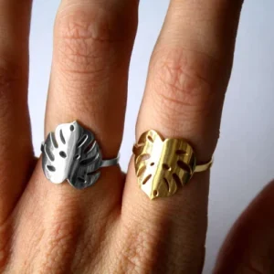 Bague feuille argent - Monstera Deliciosa