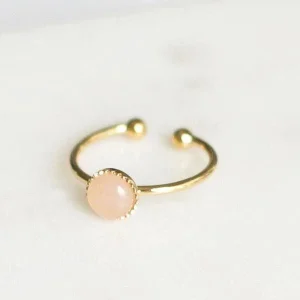 Bague petite ajustable en quartz rose