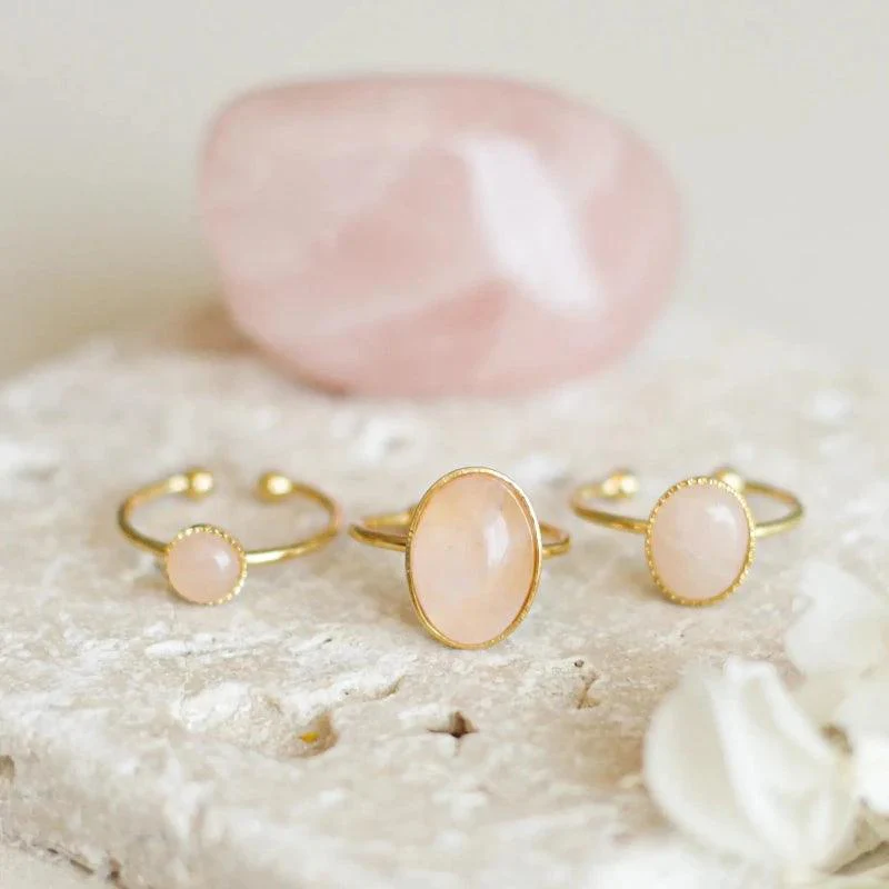 Bague petite ajustable en quartz rose – Image 4
