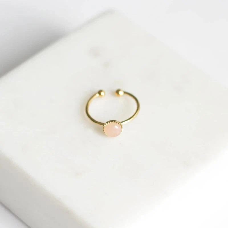 Bague petite ajustable en quartz rose – Image 5