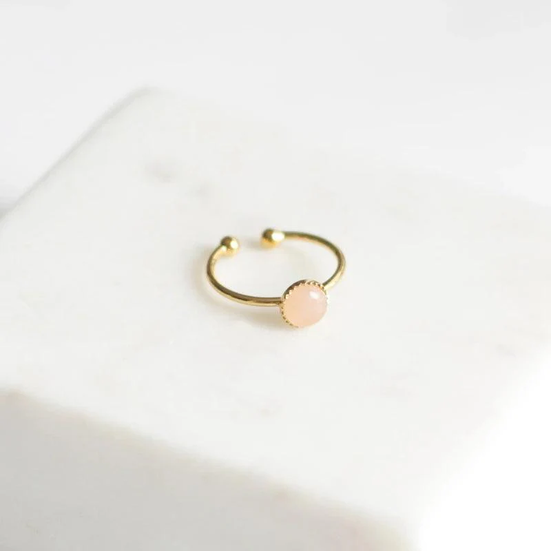 Bague petite ajustable en quartz rose – Image 6