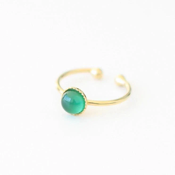 Bague petite ajustable en agate verte – Image 3