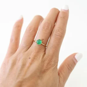 Bague petite ajustable en agate verte