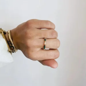 Bague en pierres naturelles facettées malachite - Tiny stones Lucky