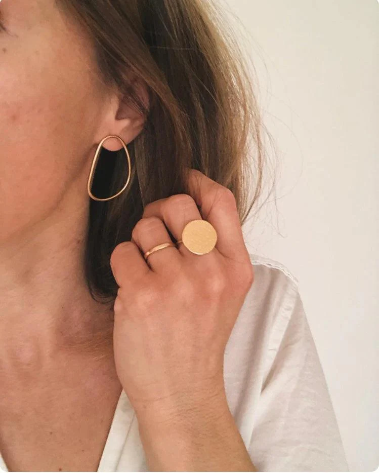 Bague dorée plate - Hoja