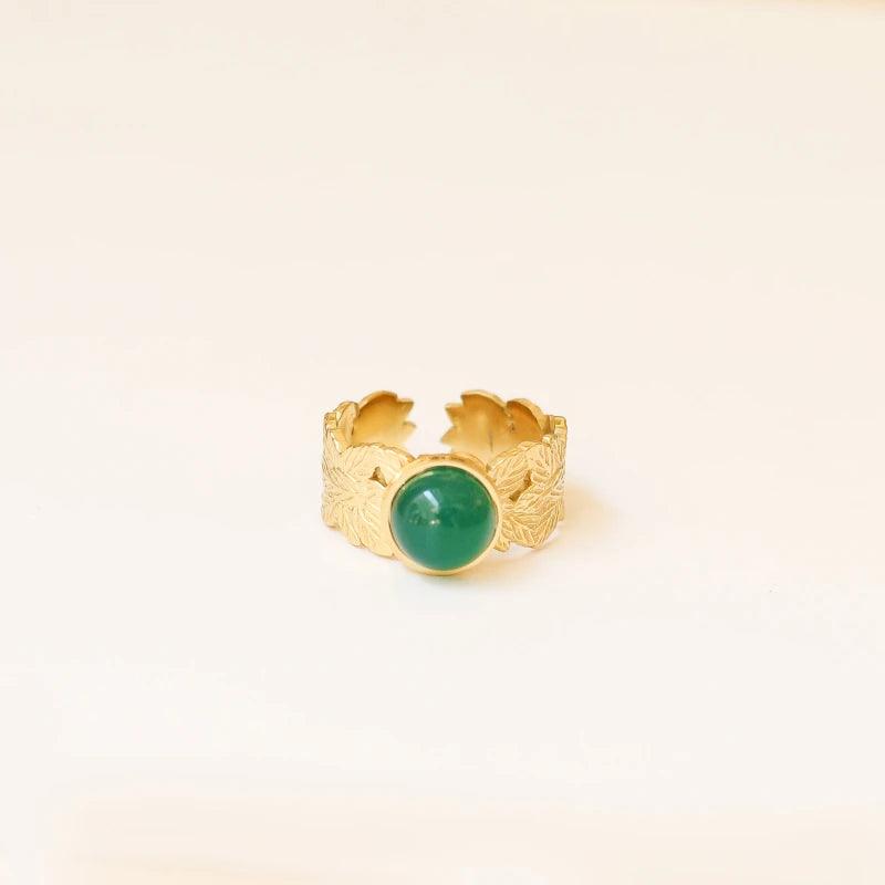 Bague feuille Agate verte – Image 3