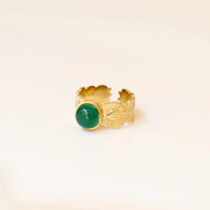 Bague feuille Agate verte – Image 4
