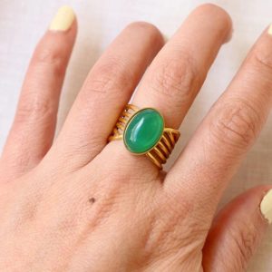Bague vague Agate verte