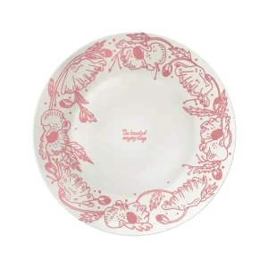 Assiette plate en porcelaine rose - Poppy