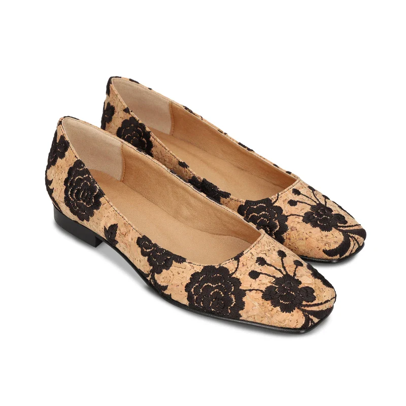 Ballerines en liège brodé écologiques et artisanales - Louise cork – Image 3