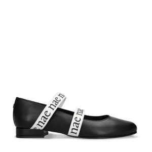 Sandales Ballerines Plates Vegan en Cuir de Pomme Noir