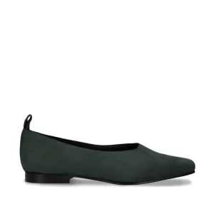 Ballerines Carrées en Suède Vegan - Melita Green