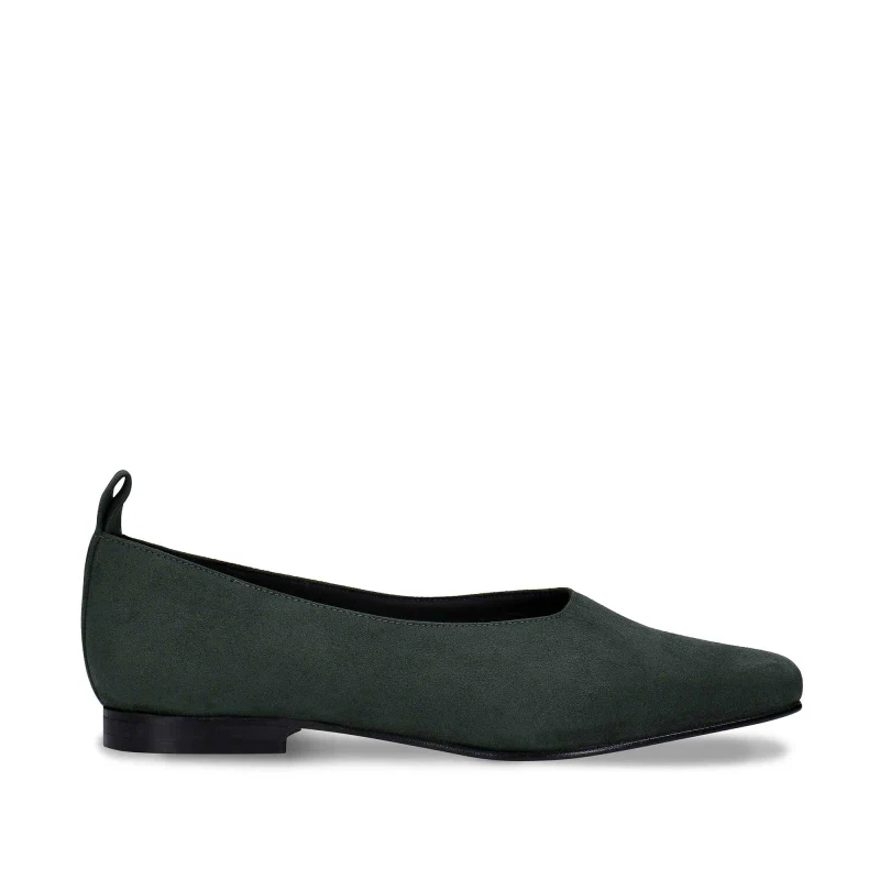 Ballerines Carrées en Suède Vegan - Melita Green