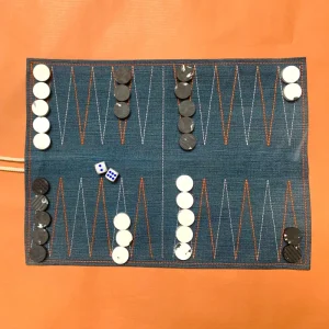 Backgammon de voyage éco-conçu fait en France - Bleu gris